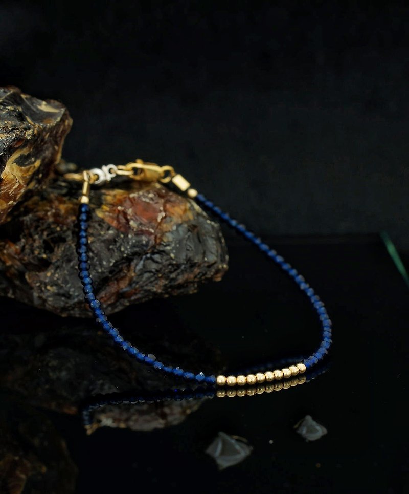 Superfine 14K Gold Filled Blue Corundum Bracelet with Japan Memory Wire - Bracelets - Gemstone 