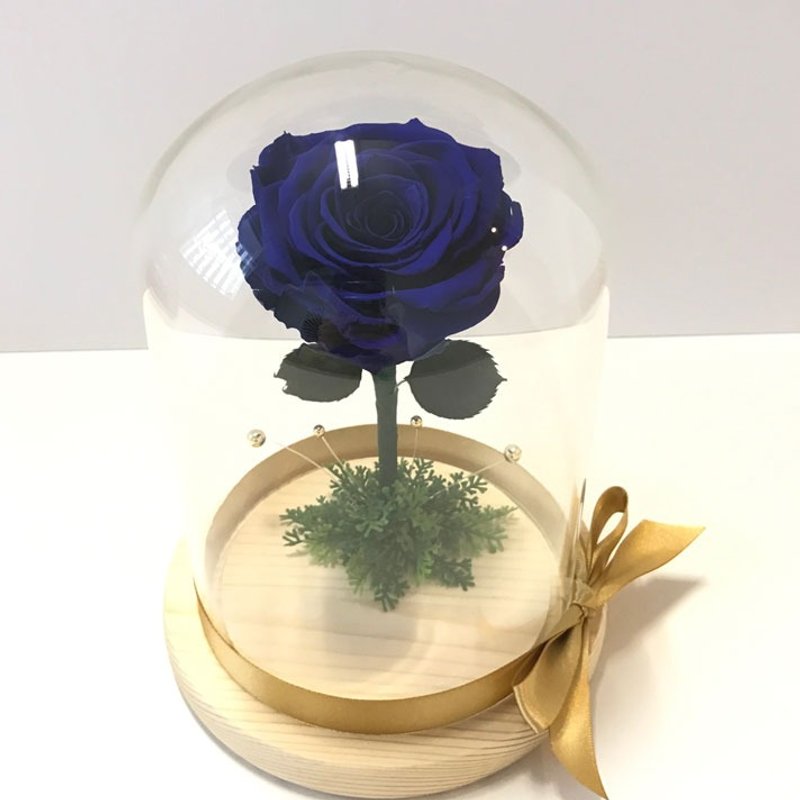 《人氣》 不凋花玫瑰 大型玻璃罩花禮 小王子 美女與野獸類似款 寶藍色 - 擺飾/家飾品 - 玻璃 藍色