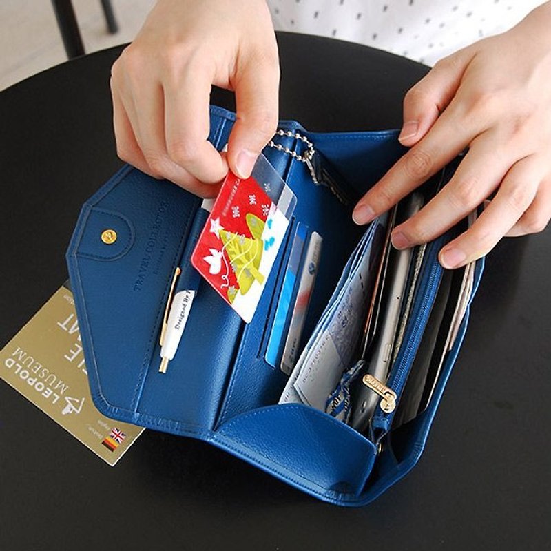 PLEPIC 旅行收藏家護照信封包-海軍藍,PPC93112 - 長短皮夾/錢包 - 人造皮革 藍色