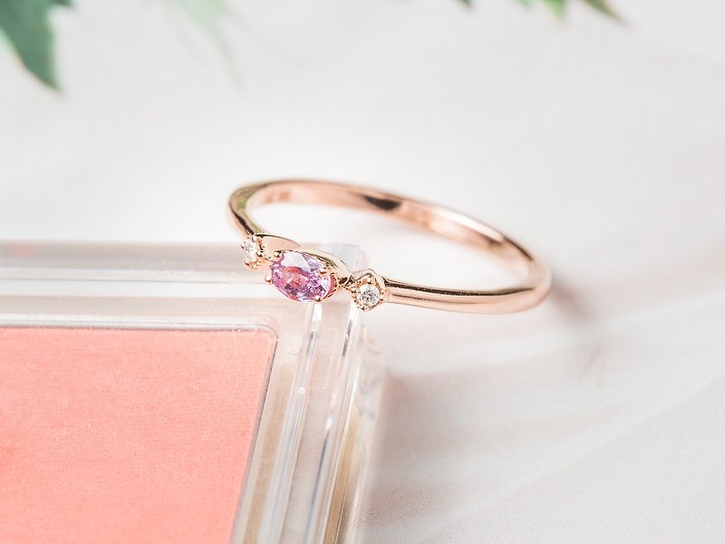 HIWNESS 14K Fairytale Ring /14k solid gold natural diamonds & pink sapphires - General Rings - Rose Gold Pink