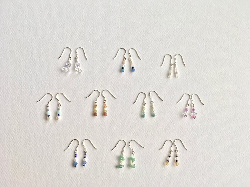 【Stone Earrings】Natural stone / s925 sterling silver earrings designer hand maker - Earrings & Clip-ons - Sterling Silver Multicolor