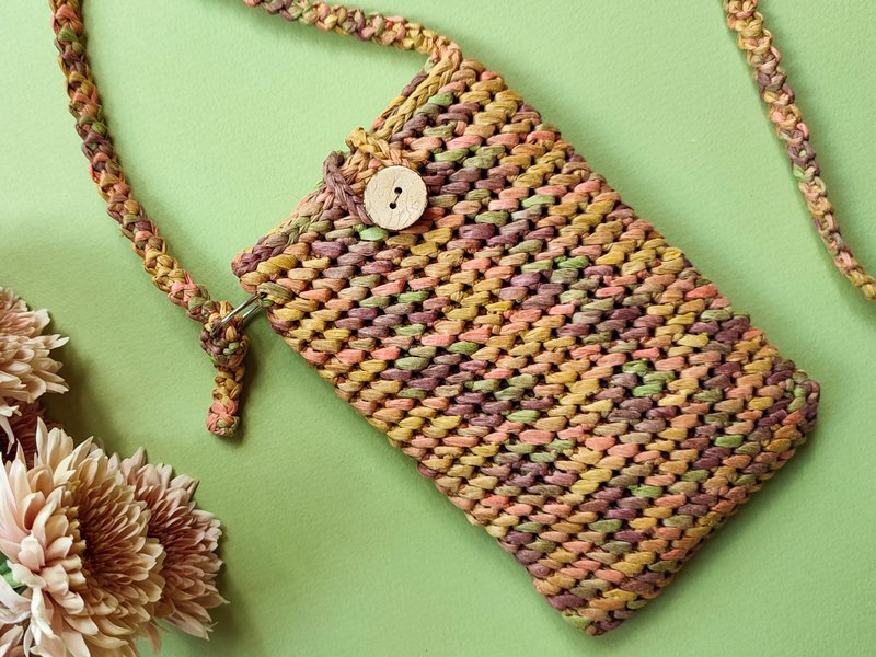 Small natural raffia phone bag,  crossbody bag - 手提包/手提袋 - 棉．麻 多色