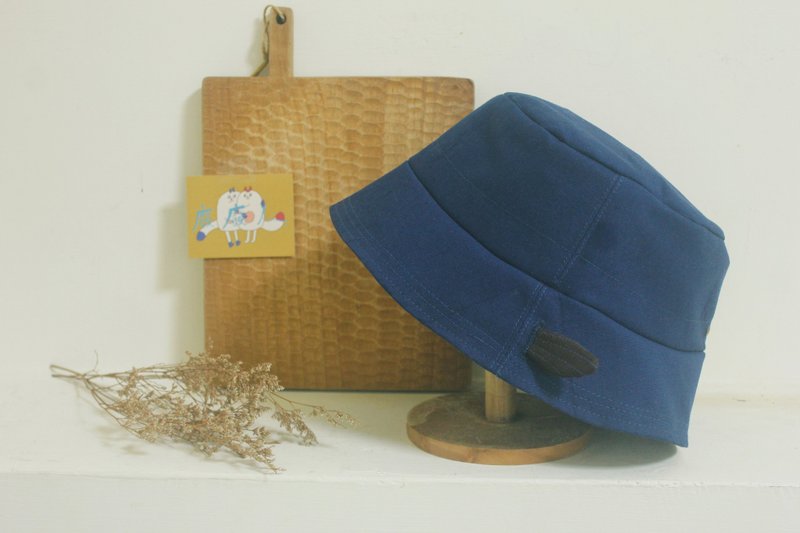 Small fin bucket hat/navy blue/adjustable size - Hats & Caps - Cotton & Hemp Blue