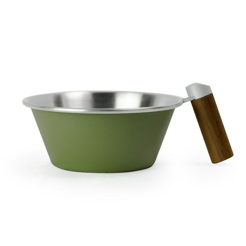Wooden handle iO bowl 550ml (Green) - Mugs - Stainless Steel Green