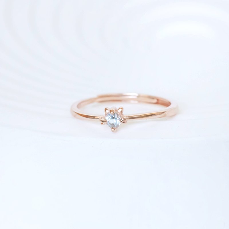 Blue Stone 925 Sterling Silver Cat Ring Adjustable Ring - แหวนทั่วไป - คริสตัล สีเงิน