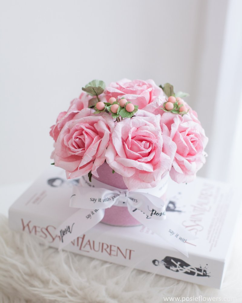 PINK GRANDI ROSE - Aromatic Large Gift Box, Valentine Gift, Paper Flowers Aroma - 擺飾/家飾品 - 紙 粉紅色