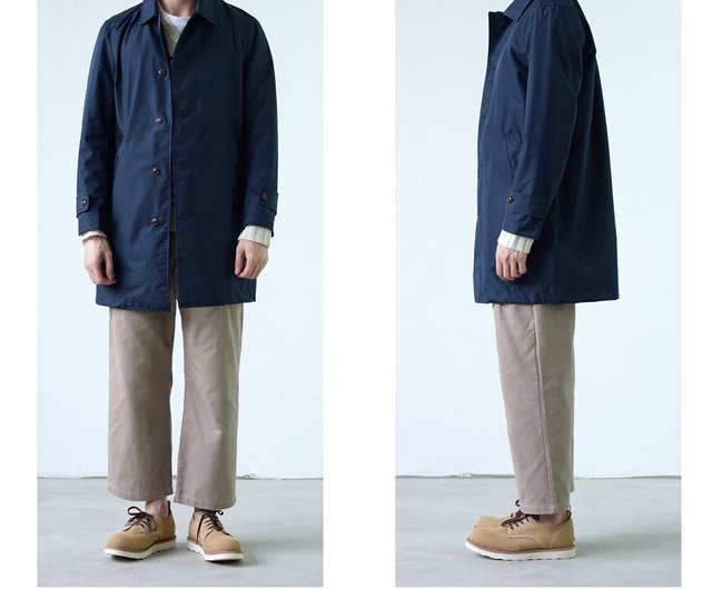 Waterproof Balmacaan Coat Made in Italy fabric single layer