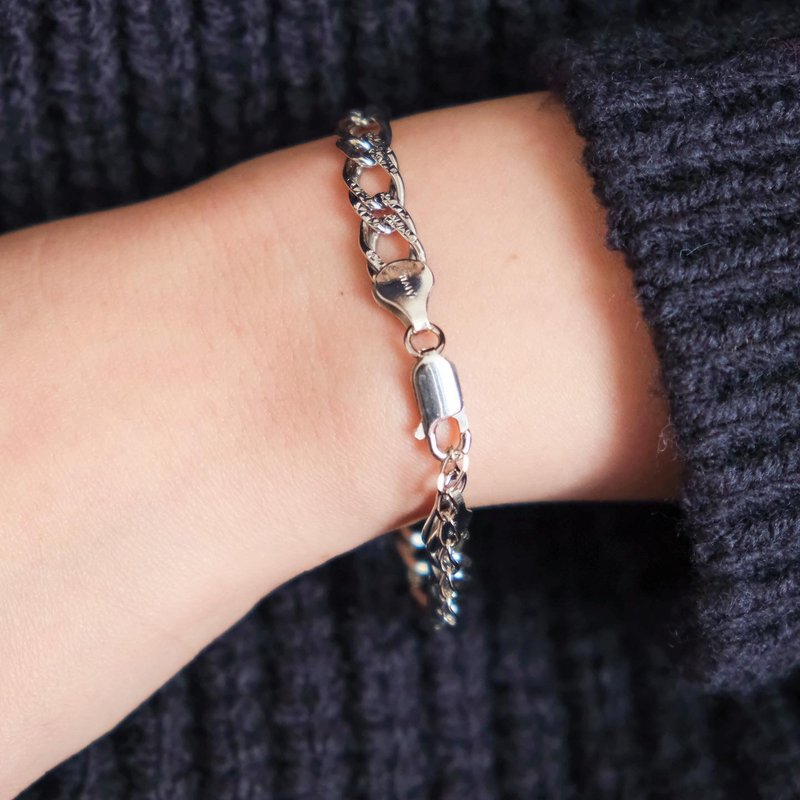 Liza Chain Bracelet | 義大利925 Pave防變色純銀手鍊 不掉色 - 手鍊/手環 - 純銀 銀色