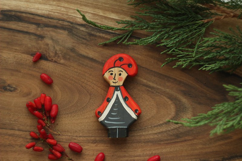 Wooden gnome ladybug. Wooden dolls. Wooden fairytale toys. - Kids' Toys - Wood Red