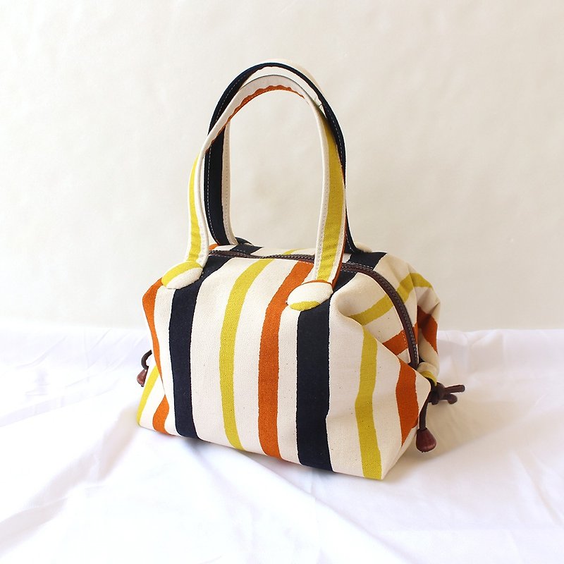 Striped color tie strap tote - Handbags & Totes - Cotton & Hemp Orange