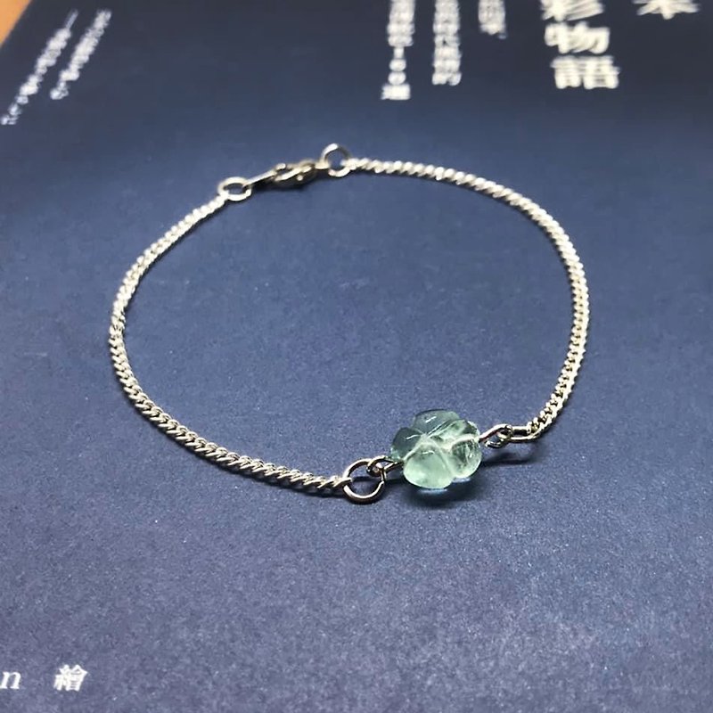 Uesugi jewelry bracelets new flowers free transport Stone Clover Silver simple chain - Bracelets - Crystal Green