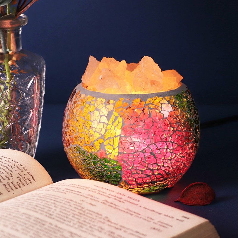 Mosaic Salt Lamp (Green) I Relax and enhance spiritual energy I Salt Lamp - โคมไฟ - กระจกลาย สีเหลือง