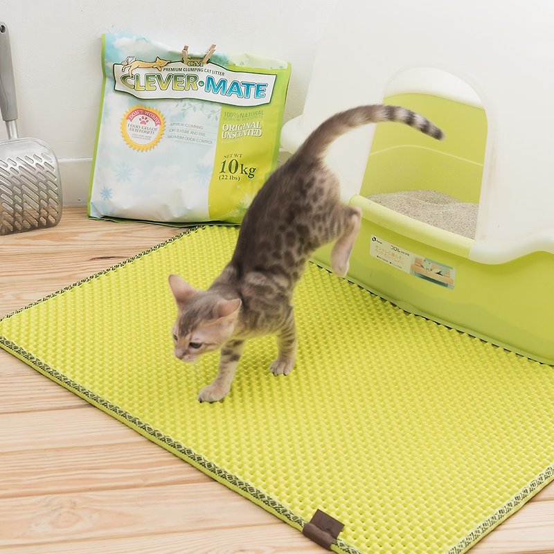 專利雙層設計 減少貓砂的落砂墊-實用長方形(可愛蘋果綠) 76x57cm - 寵物美容/清潔 - 塑膠 綠色