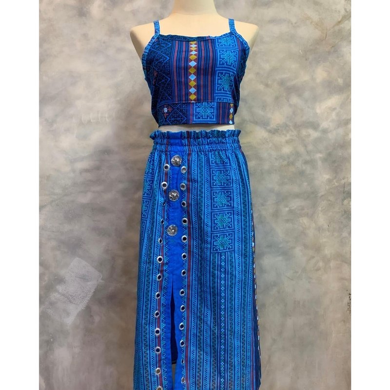 Beautiful women's dresses, casual Thai dresses premium products Printed cotton D - One Piece Dresses - Cotton & Hemp Blue