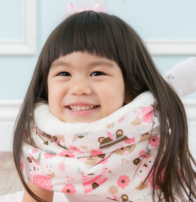 Multi-purpose hooded neck scarf in printed cotton fur, both sides are available for children’s Owl - Knit Scarves & Wraps - Cotton & Hemp 
