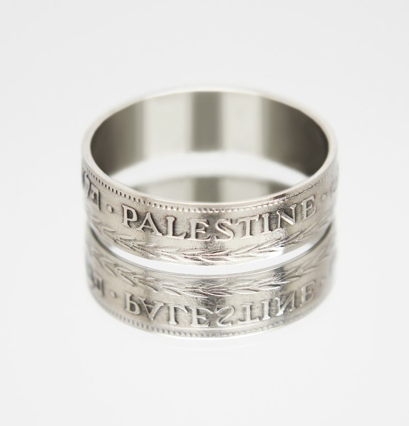 Palestine Coin Ring 5 miles 1927-1946 coin rings for men coin rings for women - 戒指 - 其他金屬 