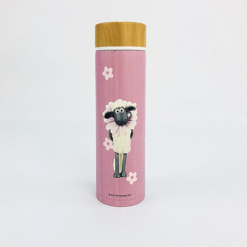 Shaun The Sheep License - Wood Cover Thermos (Pink) - Other - Other Metals Pink
