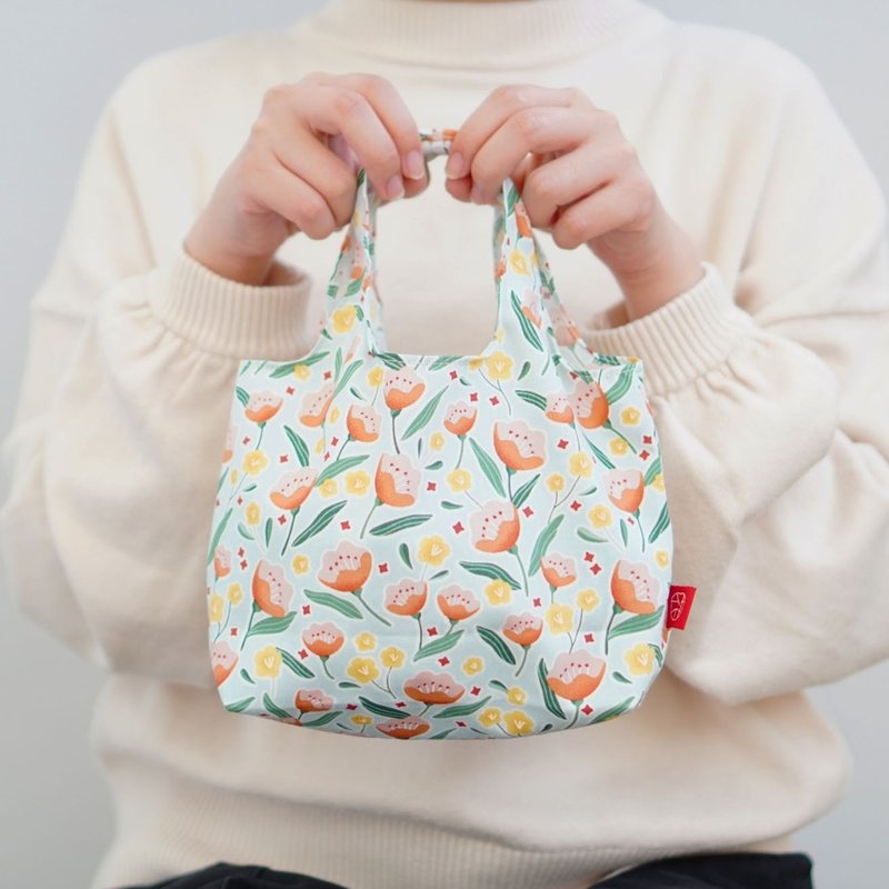 Best Eco-Friendly Gift Small Breakfast Bag Dancing Flowers - Handbags & Totes - Cotton & Hemp Orange