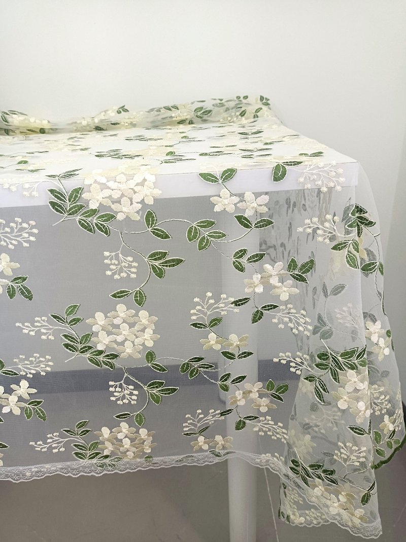 網紗繡花桌布黃綠色裝飾桌布桌巾 - 餐桌布/餐墊 - 其他材質 