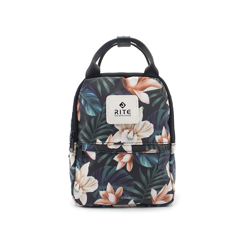 [RITE] Le Tour Series-Dual-use Mini Backpack-Cream Flower - กระเป๋าเป้สะพายหลัง - วัสดุกันนำ้ สีดำ