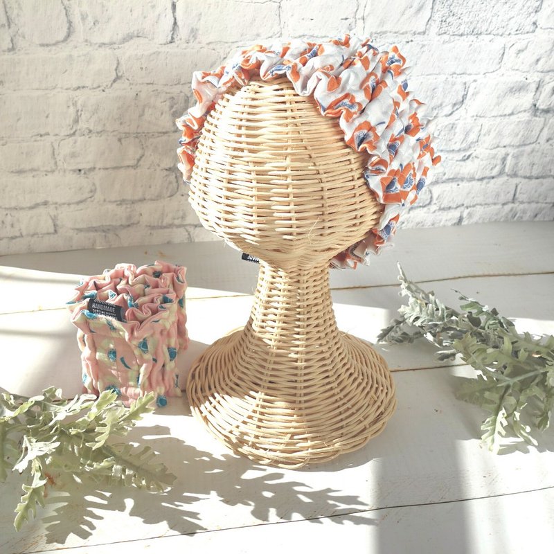 Hair turban anemone pattern of gauze material - ที่คาดผม - ผ้าฝ้าย/ผ้าลินิน สึชมพู