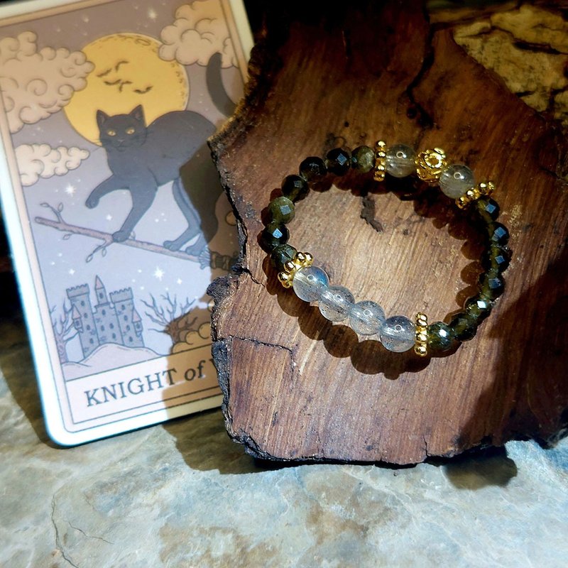 Knight of Wands Ring and Earrings Set | Labradorite | Sand Obsidian | - General Rings - Crystal 