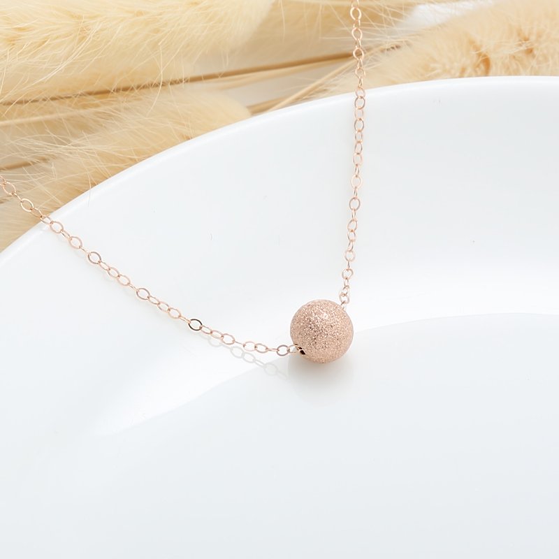 14KGF rose gold Gold-filled round 8mm ball necklace Valentine's Birthday Day - Collar Necklaces - Rose Gold Gold