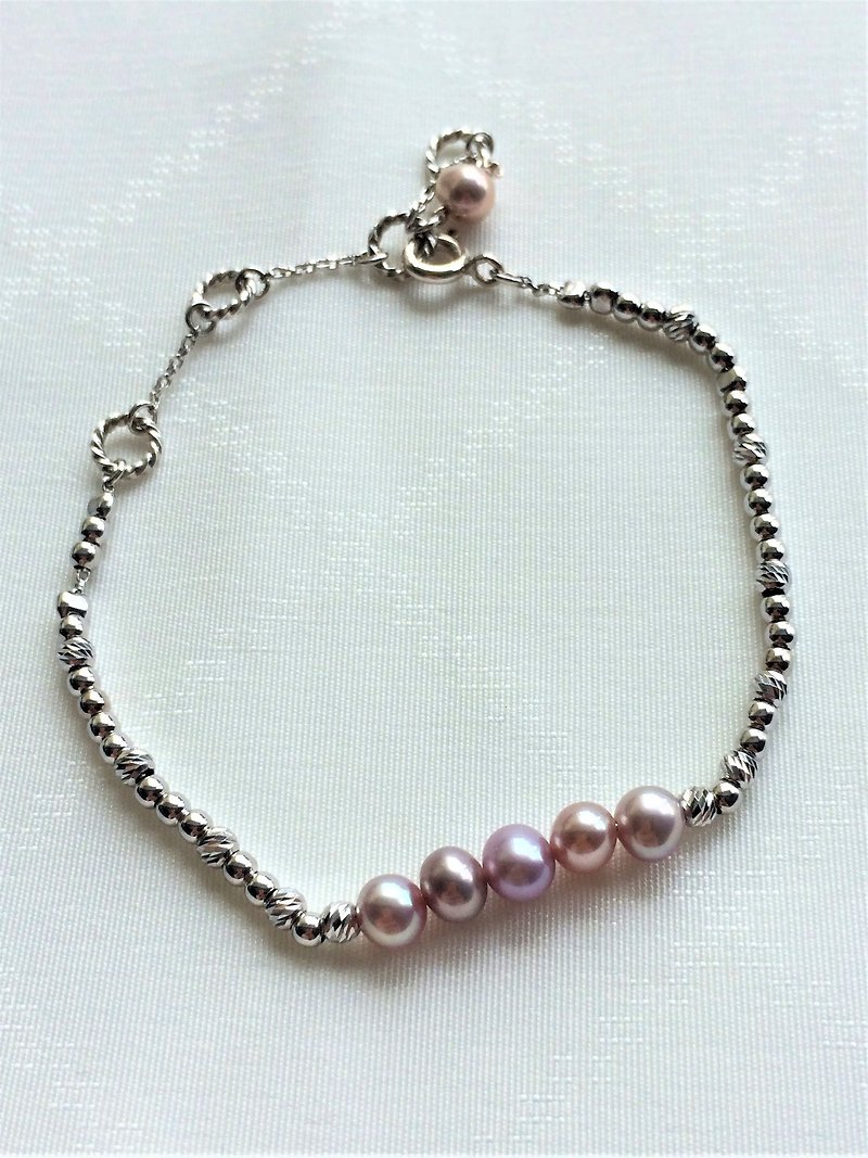 100% own design 925 sterling silver grade 4A purple freshwater pearl bracelet - สร้อยข้อมือ - ไข่มุก สีม่วง