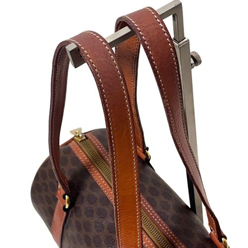 CELINE セリーヌ マカダム ミニボストン ハンドバッグ ブラウン M95 本物 CELINE セリーヌ マカダム ミニボストン ハンドバッグ PVC