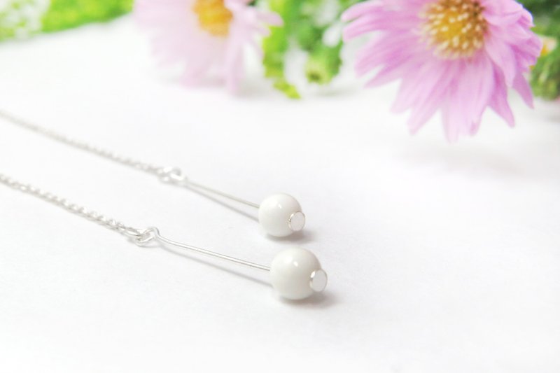Jewelry ReShi / April lucky natural natural sterling silver earrings / Cancer / 925 sterling silver - ต่างหู - เครื่องเพชรพลอย ขาว