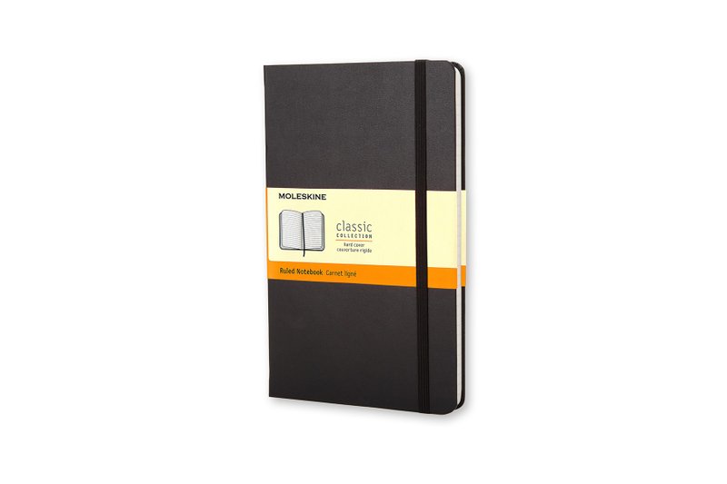 MOLESKINE Classic Black Hard Case Notebook - L - Horizontal Line - Hot Stamping Service - สมุดบันทึก/สมุดปฏิทิน - กระดาษ สีดำ
