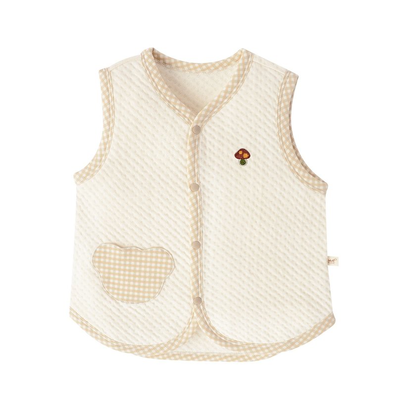 【SISSO有機棉】菇菇熊空氣棉背心 - 男/女童裝 - 棉．麻 白色