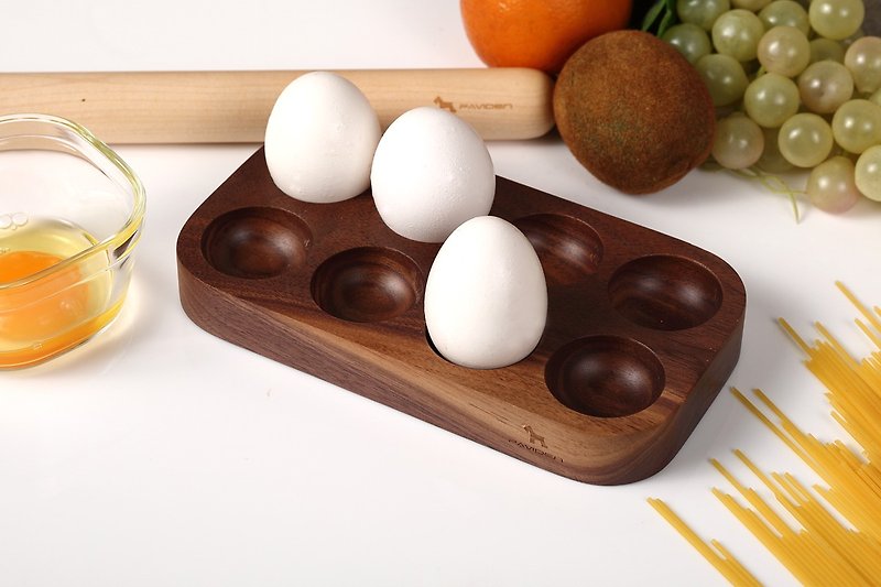 Nordic style 8 trough egg rack M (walnut) - เครื่องครัว - ไม้ 