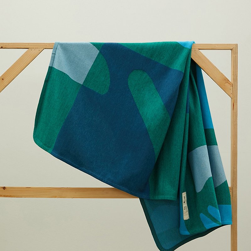 REVERIE Green flat knit blanket made with dead stock cotton 100% threads (Small) - 棉被/毛毯 - 棉．麻 綠色
