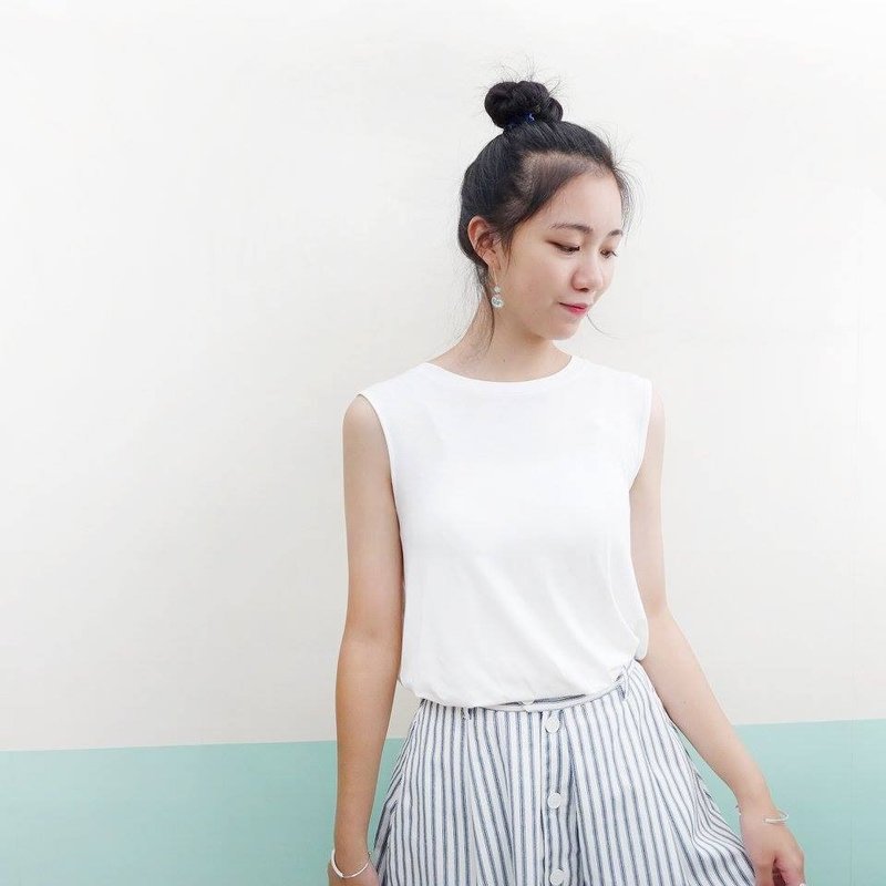 knit top - 女 T 恤 - 棉．麻 白色