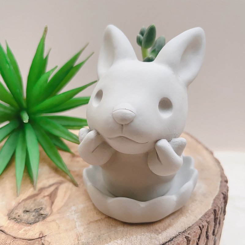 Rabbit with love finger Cement Plan Small Pot - Plants - Cement Gray