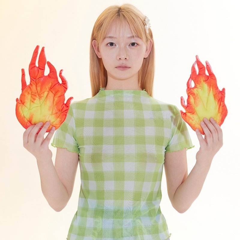 アウトレット品　チェック柄のメッシュレース - 女 T 恤 - 聚酯纖維 綠色