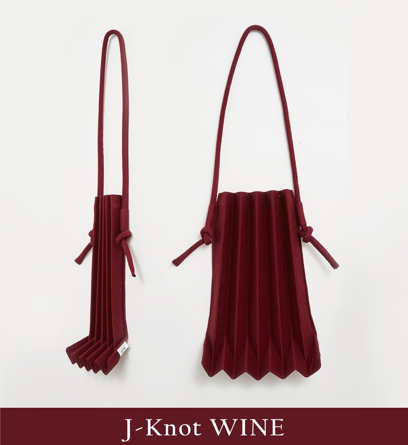 【PAVI STUDIO】J-Knot 繩結款 泰國設計肩背包 - 洋酒紅 - 側背包/斜背包 - 聚酯纖維 紅色