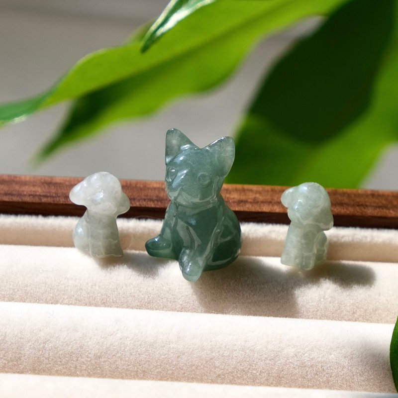 Jade Puppy Pendant Natural Burmese Jade A Grade 18K Gold Pendant Jade Ice Jade Gift - Necklaces - Jade 