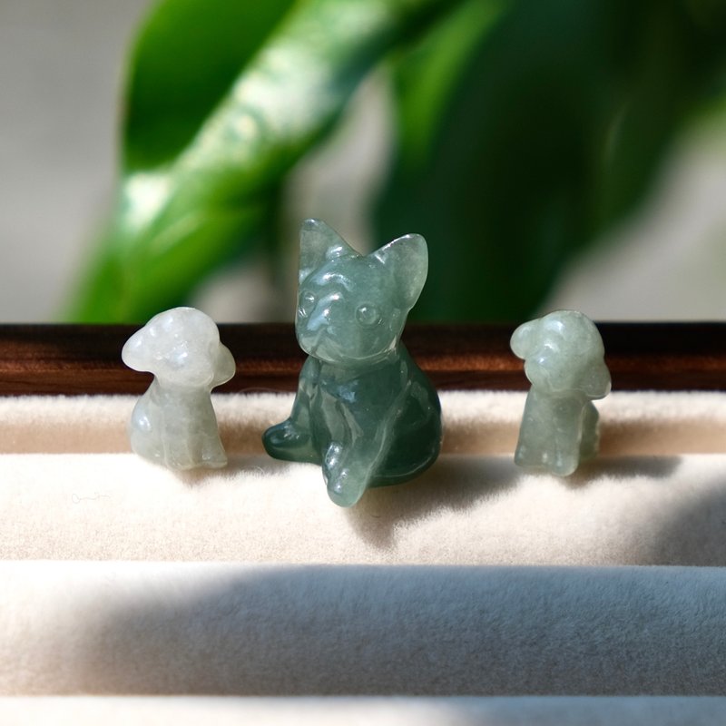 Jade Puppy Pendant Natural Burmese Jade A Grade 18K Gold Pendant Jade Ice Jade Gift - สร้อยคอ - หยก 