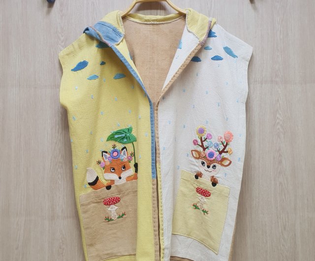 リス刺繍イエローニットカーディガン リス刺繍イエローニットカーディガン