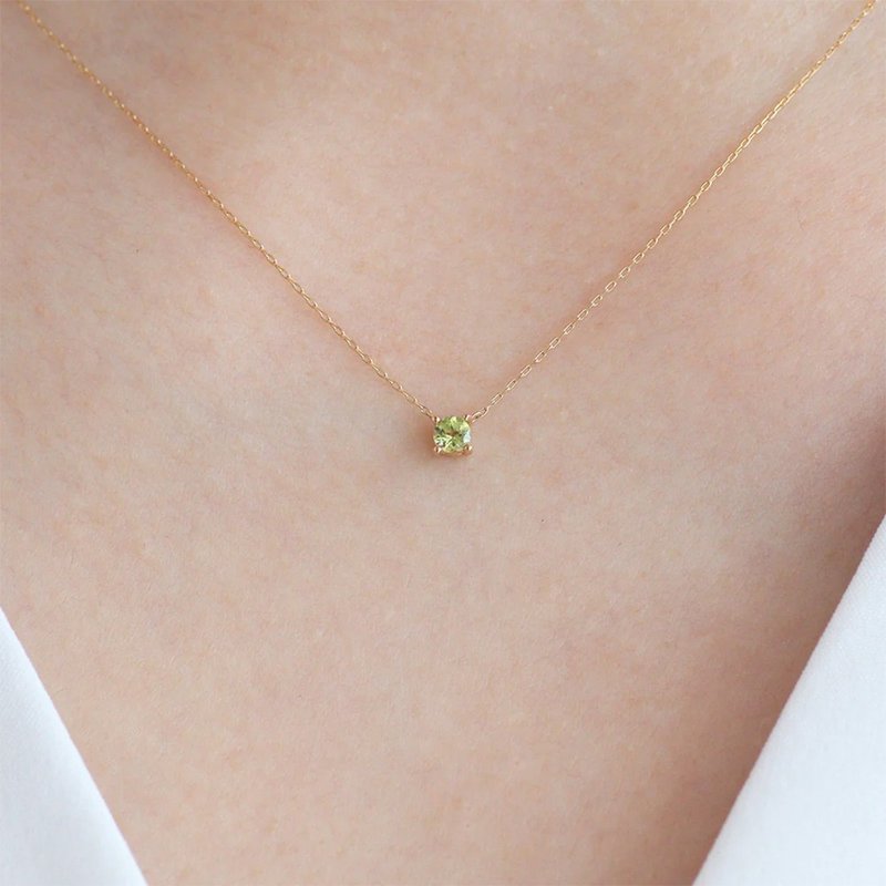 Japanese MONATELIER | K10 (gold) natural colored Gemstone necklace [Peridot] - Necklaces - Gemstone Gold