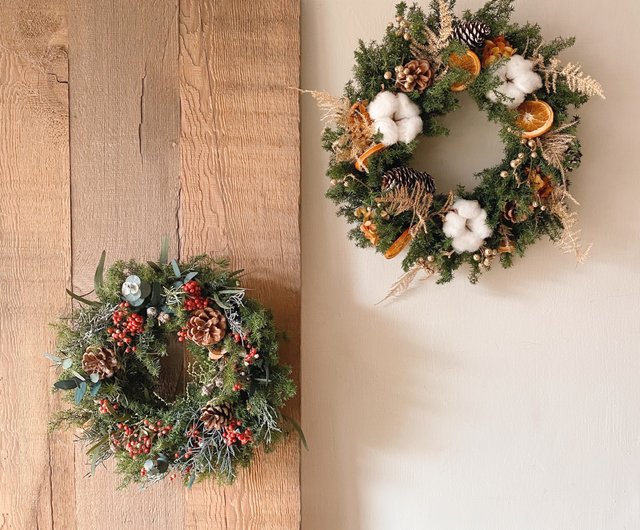 クリスマスリース、色を保つ永遠の杉リース - ショップ 191feng ドライ