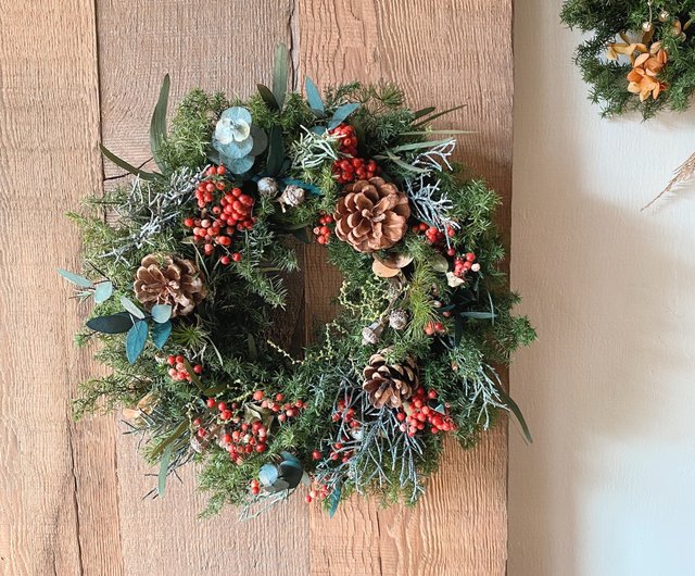 クリスマスリース、色を保つ永遠の杉リース - ショップ 191feng ドライ