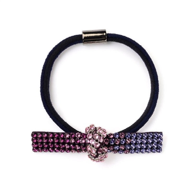COMPLEX BIZ Crystal Mesh Series_Edge knot hair tie (purple mixed) - Hair Accessories - Rubber Multicolor