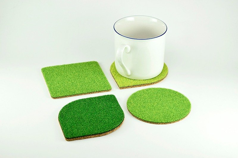 Shibaful ECO Cork Coaster - Set 環保軟木塞 合作款杯墊 四款組合禮盒 - 杯墊 - 其他材質 綠色