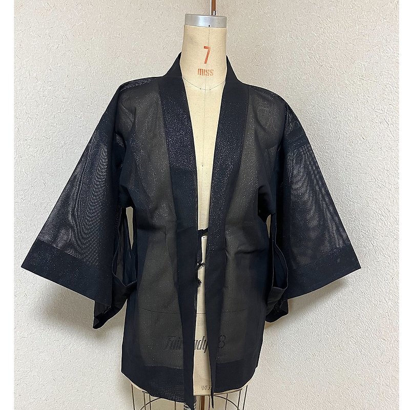 VINTAGE 古著 古董 特殊款透膚 日本 羽織 和服 外套 - 女大衣/外套 - 其他材質 黑色