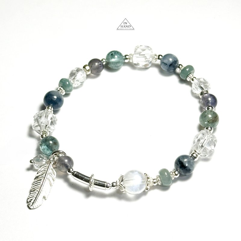 Northern Lights - Iolite, Apatite, Blue Rutilated Quartz - Sterling Silver Design Bracelet - สร้อยข้อมือ - คริสตัล สีน้ำเงิน