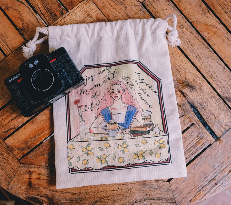 Old school afternoon tea party tote pockets - กระเป๋าเครื่องสำอาง - ผ้าฝ้าย/ผ้าลินิน หลากหลายสี