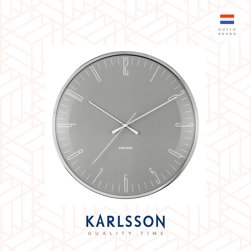 オランダ カールソン、掛け時計 トンボネズミ グレー、ドームガラス - 時計 - ガラス グレー
